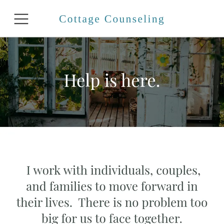 Top of cottagecounseling.com on a phone, Oct 18, 2026