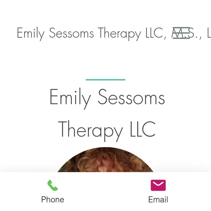 Top of emilysessomstherapy.com on a phone, Oct 18, 2026