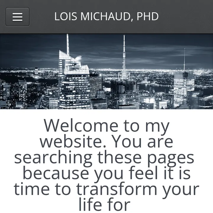 Top of loismichaudphd.com on a phone, Oct 18, 2026