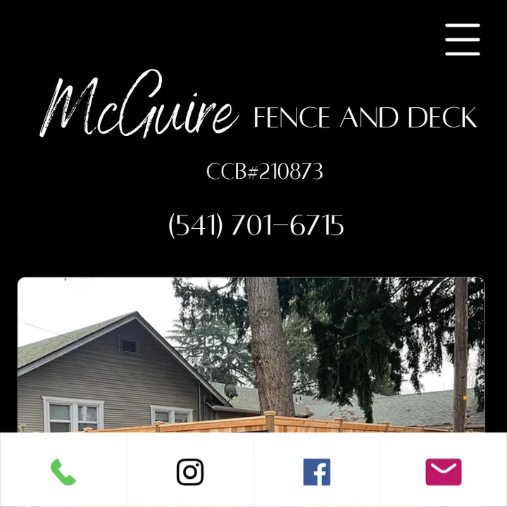 Top of mcguirefenceanddeck.com on a phone, Oct 18, 2026
