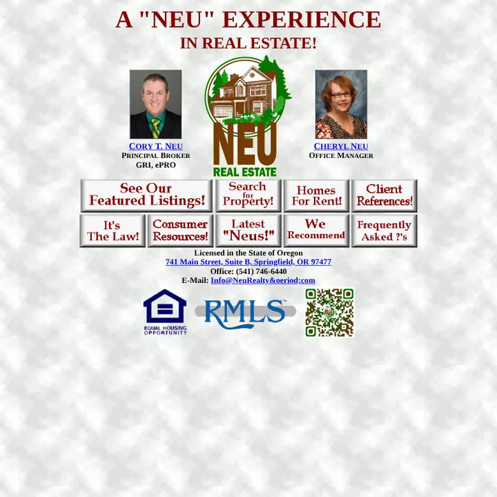 Top of neurealty.com on a phone, Oct 18, 2026