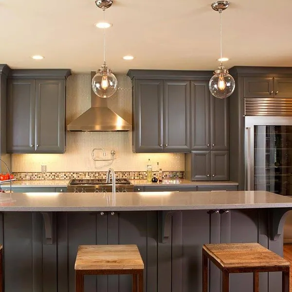Grey kitchen with island