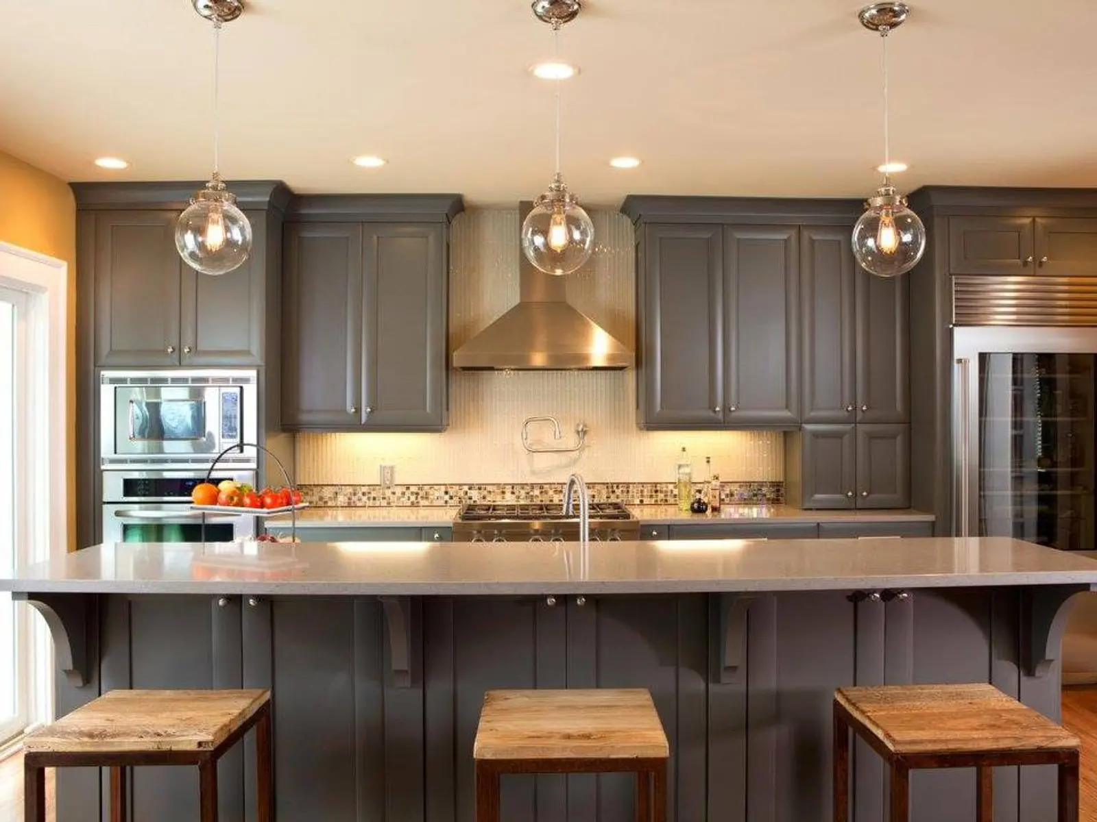 Grey kitchen with island