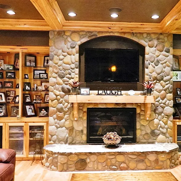 Stone fireplace surround